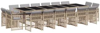 vidaXL 17-tlg. Garten-Essgruppe mit Kissen Beigemischung Poly Rattan 3210888