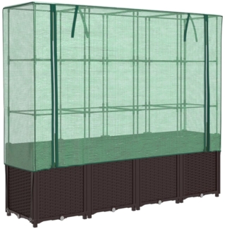 vidaXL Hochbeet mit Gewächshaus-Aufsatz Rattan-Optik 160x40x153 cm 4015803