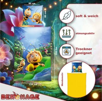 BERONAGE Kinderbettwäsche Die Biene Maja Bettwäsche Das geheime Königreich Linon / Renforcé, Baumwolle, 2 teilig