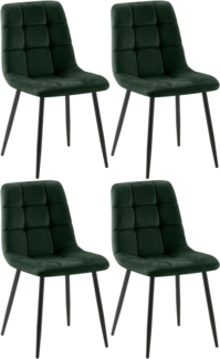 CLP 4er Set Esszimmerstuhl Tilde gepolstert mit Rückenlehne bis 150 kg belastbar,grün Samt