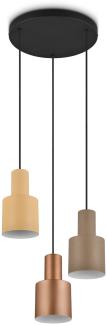 TRIO Leuchten Pendelleuchte AGUDO, Hängelampe 3-flammig exkl 3xE27 max 40W höhenverstellbar, Leuchtmittel wechselbar, warmweiß - kaltweiß, mehrfarbige Lampenschirme in beige taupe & coffee, Esszimmerlampe