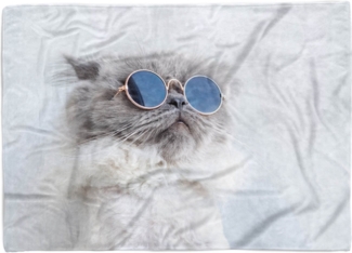 Sinus Art Handtücher Handtuch Strandhandtuch Saunatuch Kuscheldecke mit Tiermotiv Coole Katze mit So, Baumwolle-Polyester-Mix (1-St), Handtuch