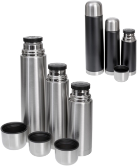 Isolierflaschen-Set 3-teilig Edelstahl 0,35 Liter,0,5 Liter und 1 Liter