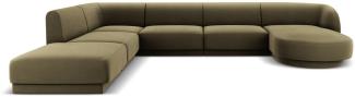 Micadoni 6-Sitzer Panorama Ecke links Sofa Miley | Beinfarbe Black Plastic, Grün, Samt