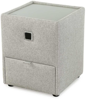 Nachttisch Lukas / Lancy , Stoff , Silber , 43 x 53 x 43 cm