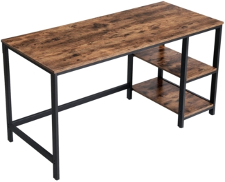 Vasagle Schreibtisch, Computertisch, PC-Tisch, Bürotisch, mit 2 Ablagen auf der rechten oder linken Seite, fürs Büro, Wohnzimmer, Stahlgestell, Industrie-Design, vintagebraun-schwarz von Songmics LWD55X