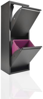 Betten-ABC 'Refina' Mehrzweckschrank mit 2x 15L Eimern, pflegeleichtes Metall schwarz, 25 x 33 x 92,5 cm