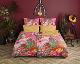 hip Mako Satin Bettwäsche 3 teilig Bettbezug 200x200 cm Kopfkissenbezug 80x80 cm Nevine 7162.99.13 Multi