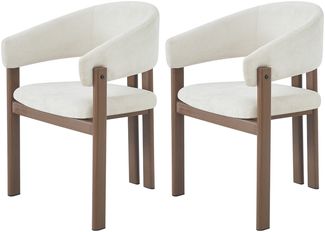 Merax Polsterstühle(Set, 2 St), 2er Set Esszimmerstühle aus Metall in Holzoptik, bequem und atmungsaktiv, geeignet für Esszimmer, Wohnzimmer, Cafés, Leinenstoff, Walnuss