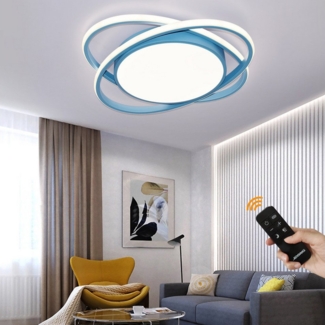 JDONG LED Deckenleuchte 54W Modern Ring Design Blau/Weiß KinderzimmerLamp, Dimmbar mit Fernbedienung, für Jungen Babyzimmer Schlafzimmer Wohnzimmer Ø52CM