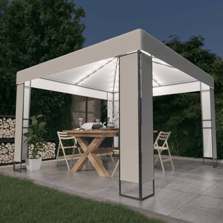 Gartenpavillon, Pavillon mit Doppeldach & LED-Lichterkette 3x3 m Weiß