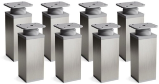 sossai® Möbelfuß Design-Möbelfüße, 4er & 8er Set, höhenverstellbar MFV1, Farbe: Inox/G, (8-St), Farbe: Inox/Grau