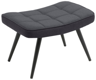 byLIVING Hocker Uta / Webstoff-Bezug dunkelgrau / Gestell schwarz pulverbeschichtet / Fuß-Ablage / Sitzhocker / B 60, H 39, T 41 cm