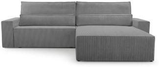 MOEBLO Ecksofa aus Cord DENVER L, Ottomane beidseitig montierbar Couch Cord für Wohnzimmer Schlafsofa Sofagarnitur Sofa Eckcouch L-Form Cordstoff - 290x85x200cm, mit Schlaffunktion und Bettkasten, mit Relaxfunktion