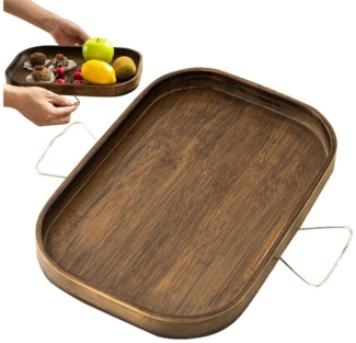 BlingBin Tablett Sofa-Armlehnentablett, Anti-Rutsch Sofatablett, Stuhltablett, Holz, (1er Set, 1-tlg, Tablett, 33 x 22 x 2 cm), Klappbare Couchablage für breite Couchen - Für Essen, Trinken, Snacks