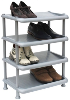 DanDiBo Schuhregal Kunststoff 93873 Stapelbar Schuhablage Offen Schuhständer mit 4 Ebenen Grau Schuhschrank