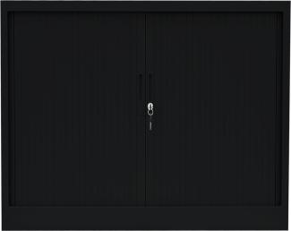 Querrollladenschrank Sideboard 100cm breit Stahl Büro Aktenschrank Rolladenschrank Schwarz (HxBxT) 750 x 1000 x 460 mm / 555109