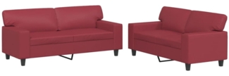 vidaXL 2-tlg. Sofagarnitur Weinrot Kunstleder 3201917
