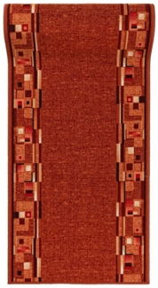 Mazovia Läufer Läufer Teppichläufer Brücke - Vorzimmer Küche - Terracotta Rost, 67 x 100 cm, Kurzflor, Rutschfest, Meterware, Verschiedene Größen