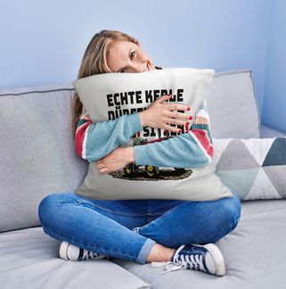 speecheese Dekokissen Traktor Kuschelkissen mit Spruch Echte Kerle dürfen auch weich sitzen!
