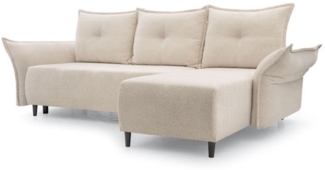 Ecksofa Eckcouch Napoli Raven 22 Creme Ottomane rechts