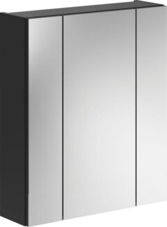 Badezimmerspiegelschrank >Linus< in Schwarz / Spiegelglas - 60x70x18cm (BxHxT)