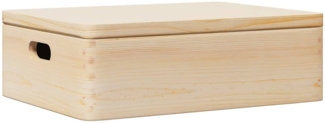 vidaXL Holzkiste mit Deckel und Griffen 40x30x13 cm Massivholz Kiefer 4017391