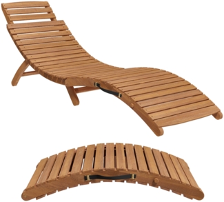 STEELSØN 'Ophira' Gartenliege, natur geölt, Massivholz Akazie, wetterfest, 68x190x54 cm, klappbar, Sonnenliege mit verstellbarer Kopflehne