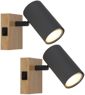 2er Set Wandleuchte, Holzoptik,Spot, H 10 cm