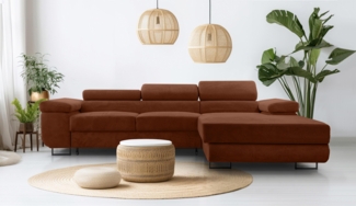 AX LIVING Cord Couch L Form – Arborio R Wohnlandschaft 280 cm in Ziegelrot