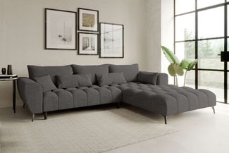 99rooms Ferrano Ecksofa Chenille EDEN Anthrazit Rechts ohne Sitztiefenverstellung