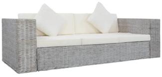 vidaXL 3-Sitzer-Sofa mit Kissen Grau Natürliches Rattan 283071
