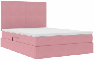 vidaXL Bett mit LED-Lichtleisten mit Kopfteil Rosa 140x200 cm Samt 3372614