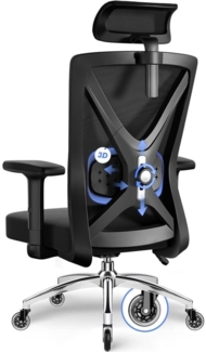 Ergonomischer Bürostuhl mit Verstellbaren Armlehnen und Lendenstütze