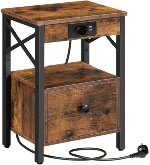 HOOBRO Nachttisch Beistelltisch mit Ladestation USB-Anschlüsse und Steckdose