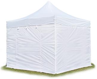 3x3 m Faltpavillon, PROFESSIONAL Alu 40mm, feuersicher, Seitenteile ohne Fenster, weiß