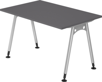 bümö manuell höhenverstellbarer Schreibtisch 120x80 cm in graphit - PC Tisch höhenverstellbar & klein, höhenverstellbarer Tisch Büro, kleiner Computertisch verstellbar, A-Serie, AS-12-G