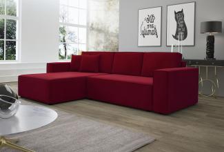 Ecksofa Schlafsofa Sofa CONOR Stoff Kronos Bordeauxrot Ottomane Links