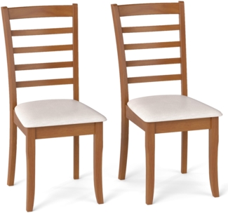 Holz-Esszimmerstuhl-Set aus 2 modern gepolsterter Küchenstuhl mit Gummibaumholz-Beinen Beige