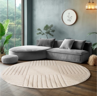 SIMPEX24 Designteppich Boho Design, Rund, Höhe: 8 mm, Teppich Wohnzimmer, Schlafzimmer, Gästezimmer