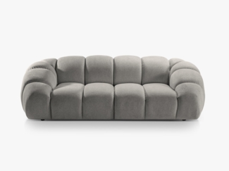 Micadoni Sofa Diana 3-Sitzer Strukturierter Samtstoff Hellgrau