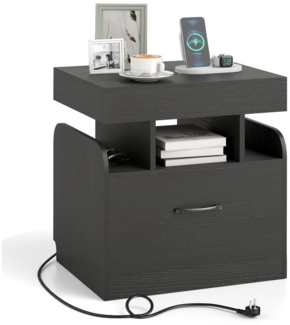 COSTWAY Nachttisch (1-St), Beistelltisch, Sofatisch, mit Ladestation, Schublade