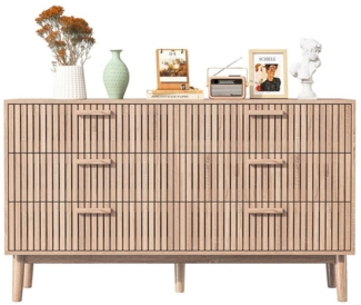 FUROKOY Sideboard Kommode Küchenschrank, Holzbeine (Buffetschrank mit 6 Stauraum Schubladen), für Schlafzimmer, Wohnzimmer, Flur, 100 x 34 x 73 cm