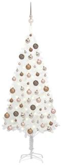vidaXL Künstlicher Weihnachtsbaum mit LEDs & Kugeln Weiß 120 cm, Mit Beleuchtung [3077632]