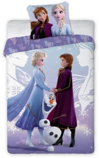 Disney Frozen Bettwäsche Kinder-Bettwäsche „Frozen – Anna, Olaf & Elsa“ 140x200 + 70x90, 100