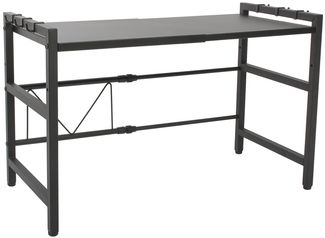 Todeco Mikrowellenregalständer, Mikrowellen Regal ständer Einstellbar Länge und Höhe, mit 6 Haken Belastet Bis 25 KG (36-60) x36 x 44 cm, Schwarz