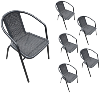 LC Garden Stapelstuhl Garvista Stapelstuhl 54x52x72cm schwarz Gartenstuhl Terassenstuhl, Pulverbeschichteter Stahl