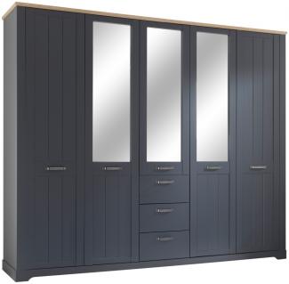 Kleiderschrank Schlafzimmer Drehtüren Stauraum ca. 270cm ELASTIR Graphit Grau / Artisan Eiche Nb.