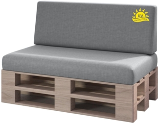 sunnypillow Palettenkissen mit abnehmbarem Bezug UV - beständig Outdoor/Indoor Kaltschaum Palettenauflage Palettenpolster Palettensofa Sitzkissen Rückenlehne 2er Set 120x80 Grau
