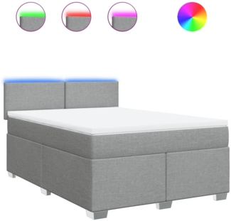 vidaXL Boxspringbett mit Matratze, Holzwerkstoff hellgrau, 140x200 cm